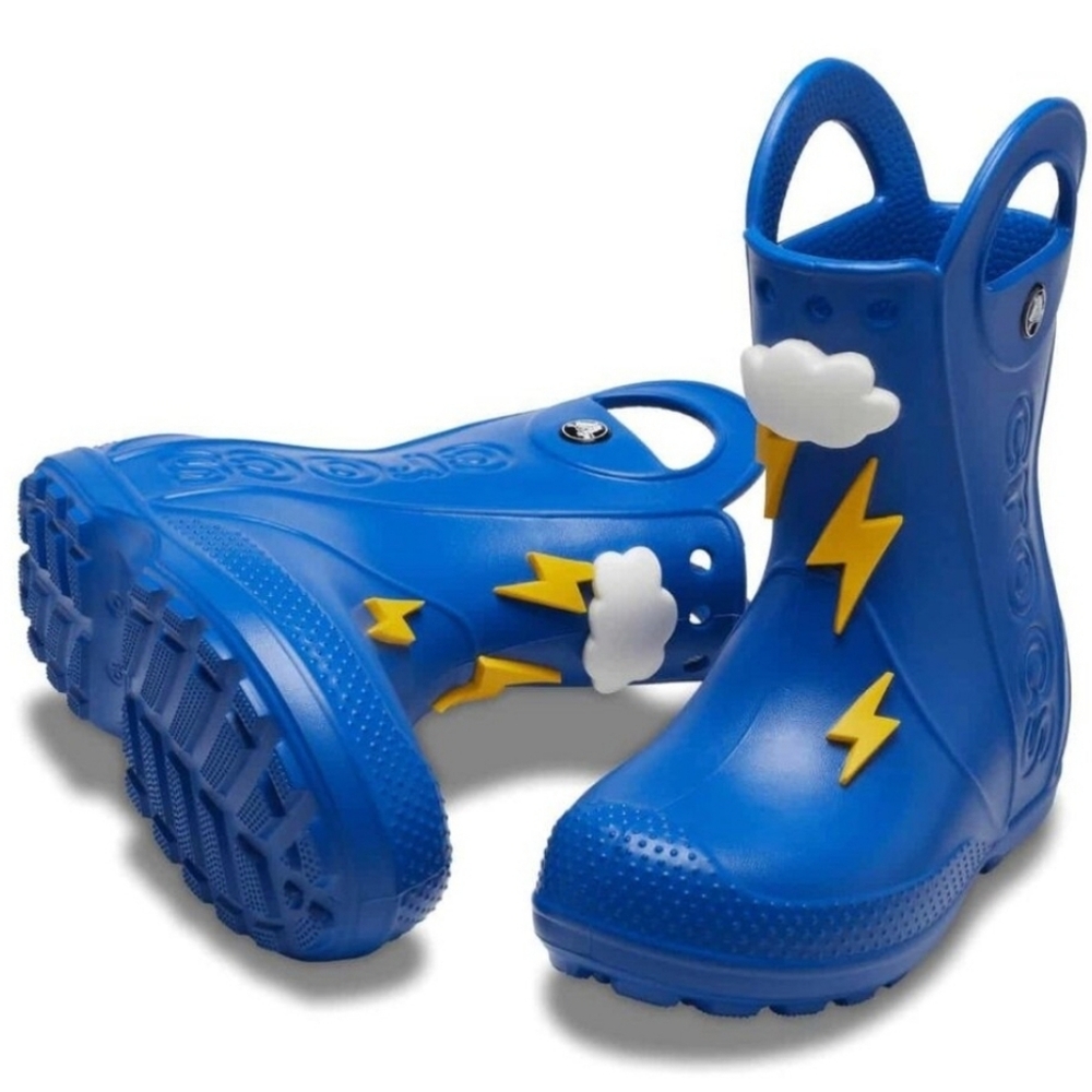 CROCS Kids Lightning Bolt Rain Boots Youth J1 EUC